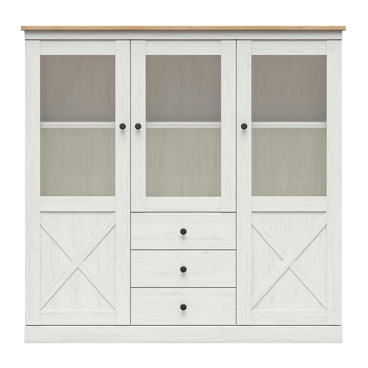 GESCHIRRSCHRANK Victoria Weiß und Holz - Weiß, Holzwerkstoff (153/153/43cm) - Petits-meubles