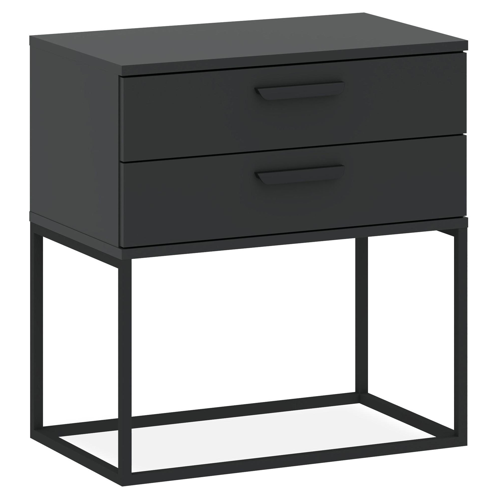 NACHTTISCH RECTUS Nachtschrank, Modern - Anthrazit/Schwarz, Holzwerkstoff (60/65/39cm) - KONSIMO®