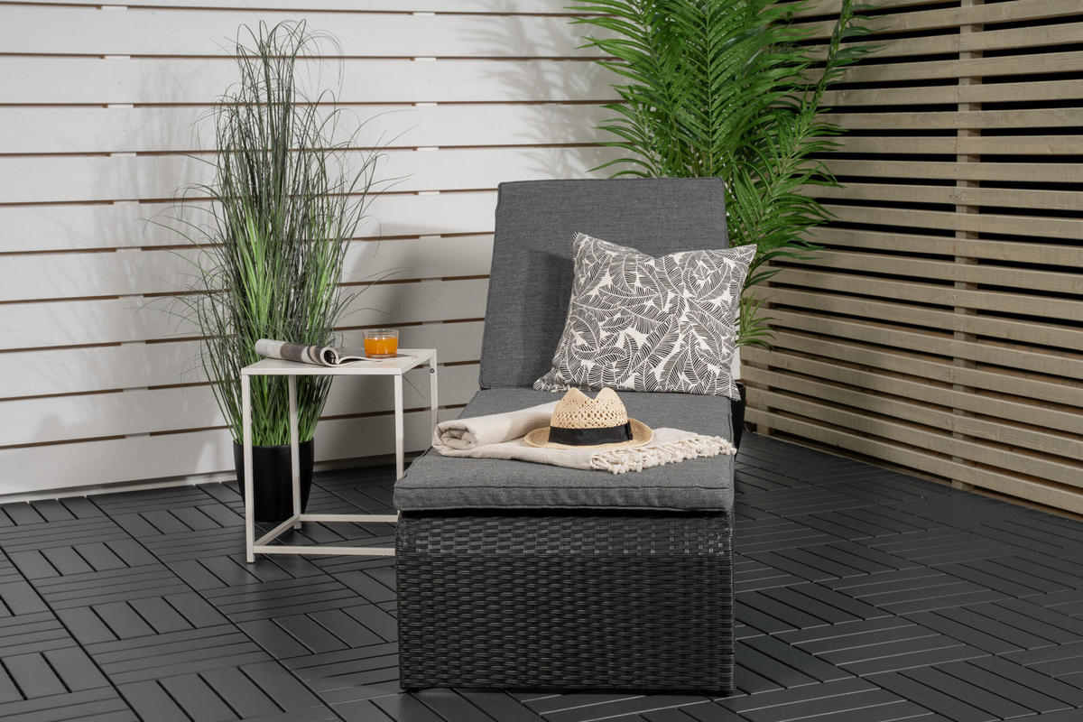 SONNENLIEGE LONDON Schwarz 196x60x32 cm - Schwarz, Textil (196/32/60cm) - FURNLUX