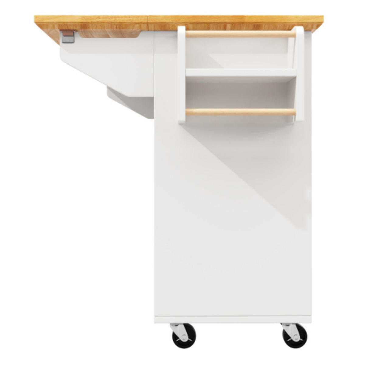 KÜCHENINSEL 120×45-73×93 cm ausziehbarer aus MDF und Metall mit viel Stauraum, weiß - Weiß, Holzwerkstoff (120/93/73cm) - Luhomfu