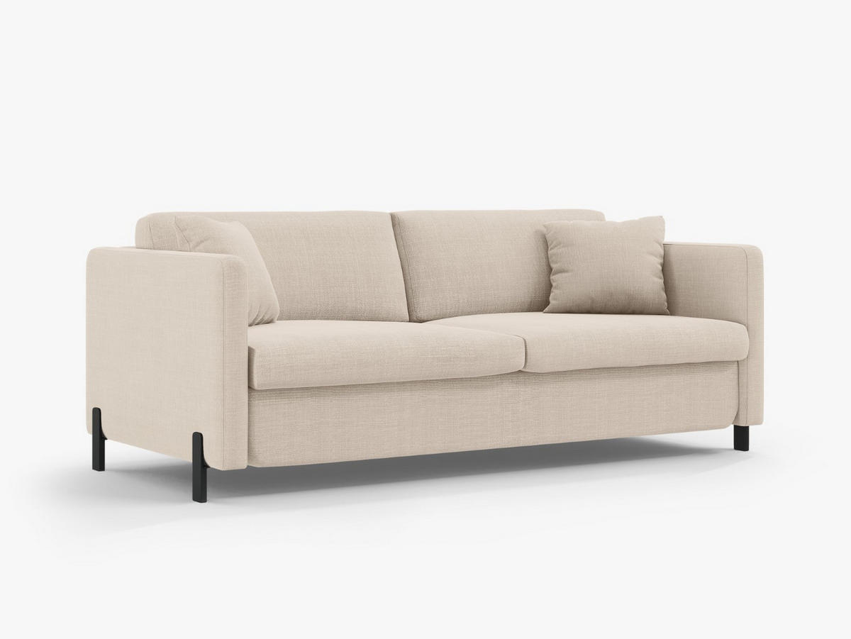 SOFA ausklappbar Gloria aus strukturiertem Stoff beige 3 Sitzplätze - Beige, Textil (102/80/202cm) - Micadoni