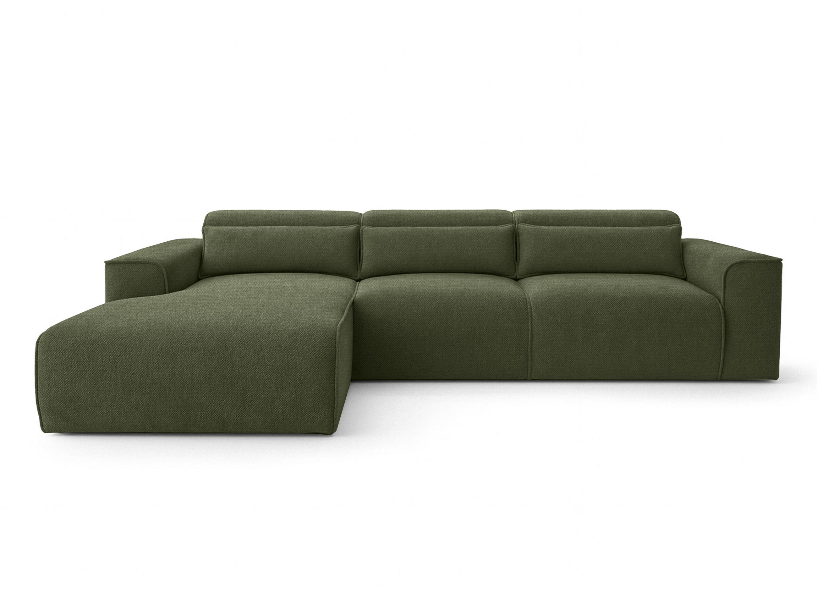 ECKSOFA L Form Ruyam Grün 310/165/78 cm – Schlaffunktion Links - Schwarz/Grün, Kunststoff/Textil (170/310cm) - AX Living