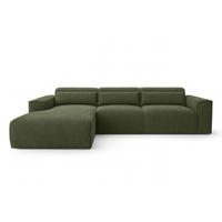 ECKSOFA L Form Ruyam Grün 310/165/78 cm – Schlaffunktion Links - Schwarz/Grün, Kunststoff/Textil (170/310cm) - AX Living