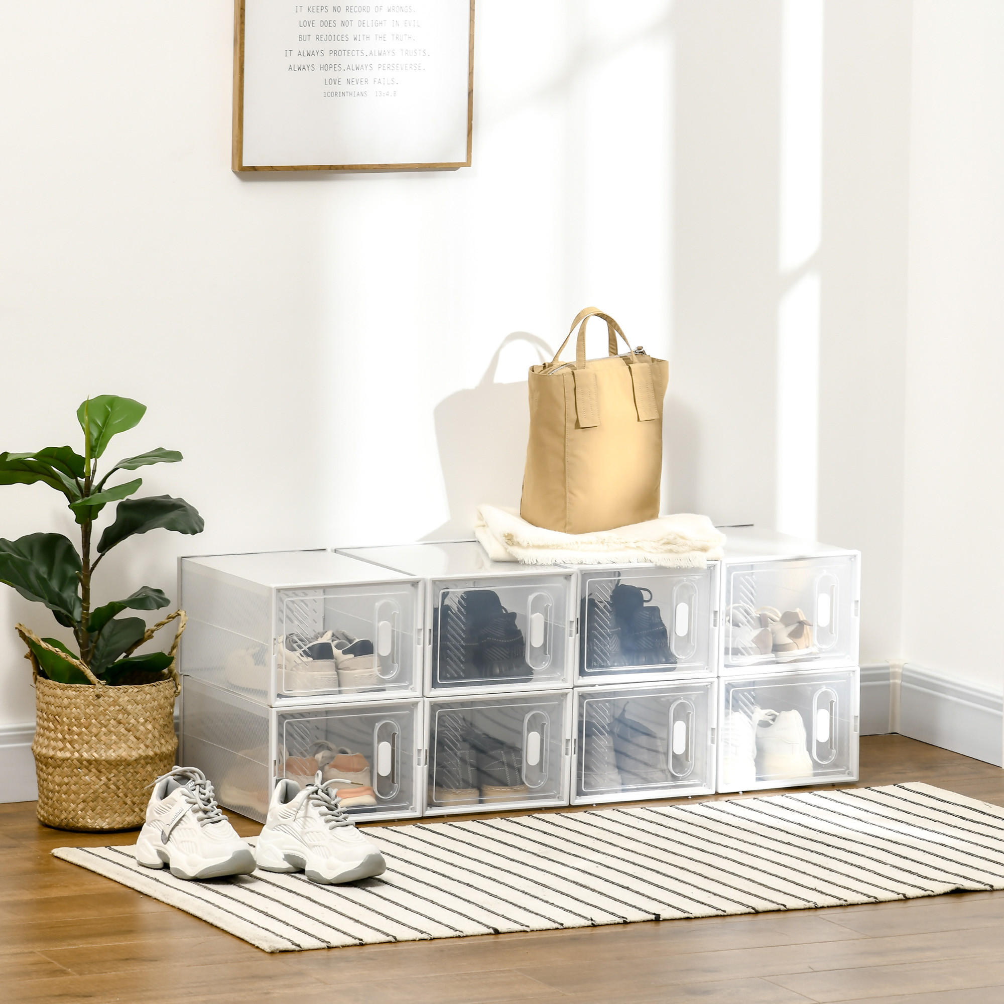 DIY Schuhbox, Kunststoff, Transparent - Transparent, Kunststoff (35/19/25cm) - HOMCOM
