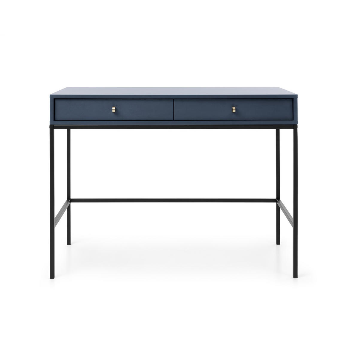 KONSOLENTISCH Molly Dunkelblau, Schwarze Beine, Schminktisch mit Schubladen - Schwarz/Dunkelblau, Holzwerkstoff/Metall (50/104/78cm) - Bettso