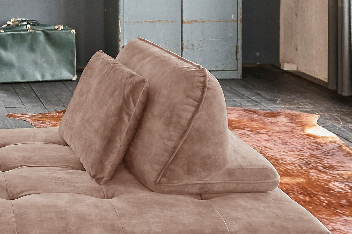 SOFA WIOLO Taupe Velvet - Taupe/Silberfarben, Textil/Metall (240/80/110cm) - KAWOLA