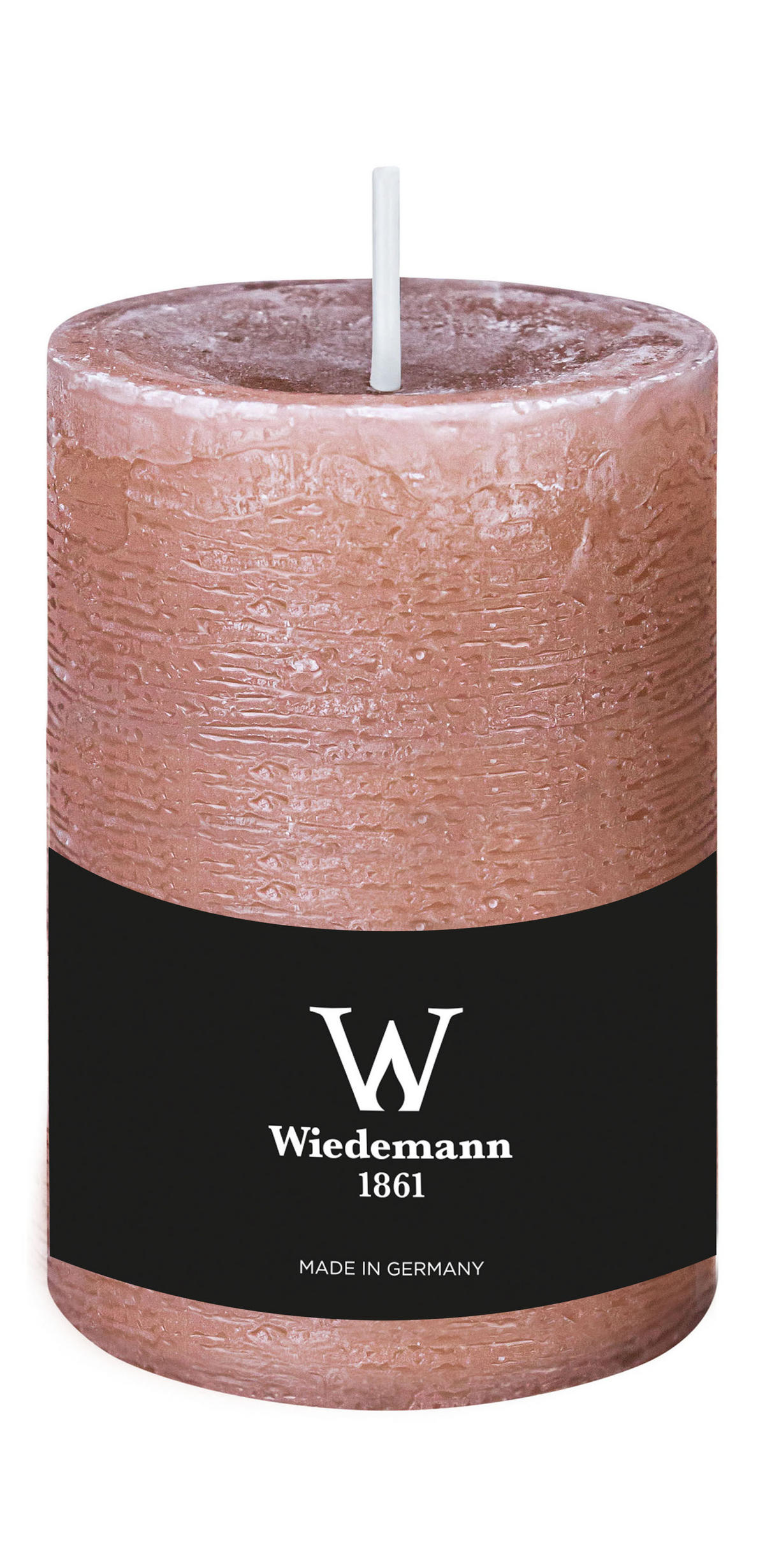 STUMPENKERZE Rustik Marble Style Rosenholz 130 x Ø 78 mm, 1 Stück - Rosa, Paraffin (13cm) - Wiedemann Kerzen