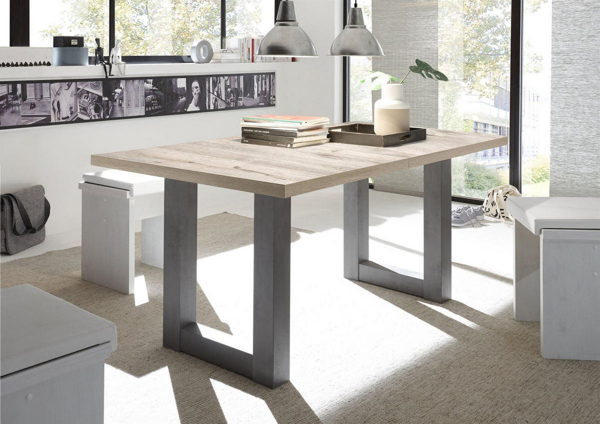ESSTISCH ausziehbar Eila 3 140 x 90 x 75 Esszimmertisch Graphit/Sandeiche - Naturfarben, Holz (140/90/75cm) - 58aufmkessel