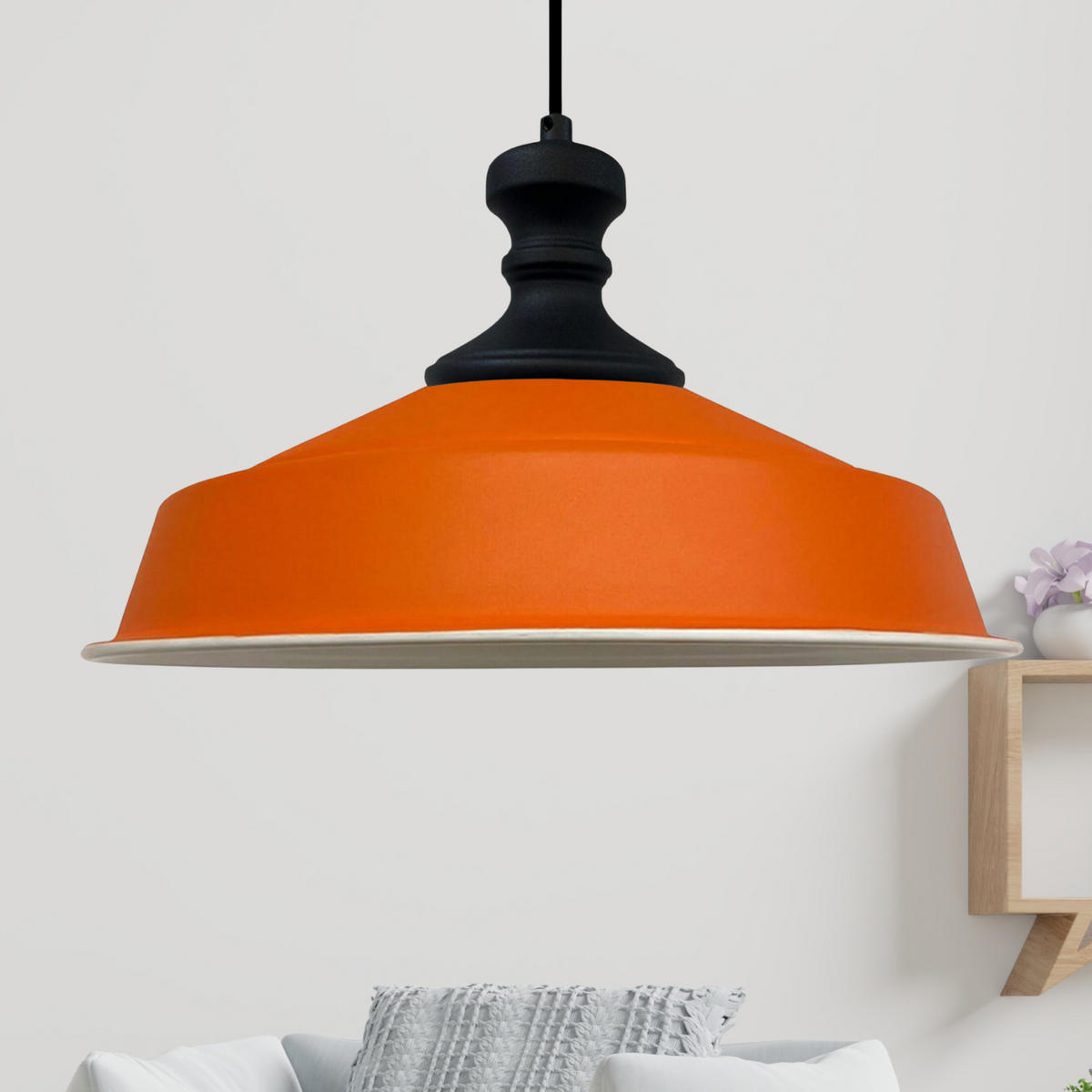 PENDELLEUCHTE Asletl Schwarz-Knob 41/28 cm - Schwarz/Orange, Metall (41/28cm) - Bamyum