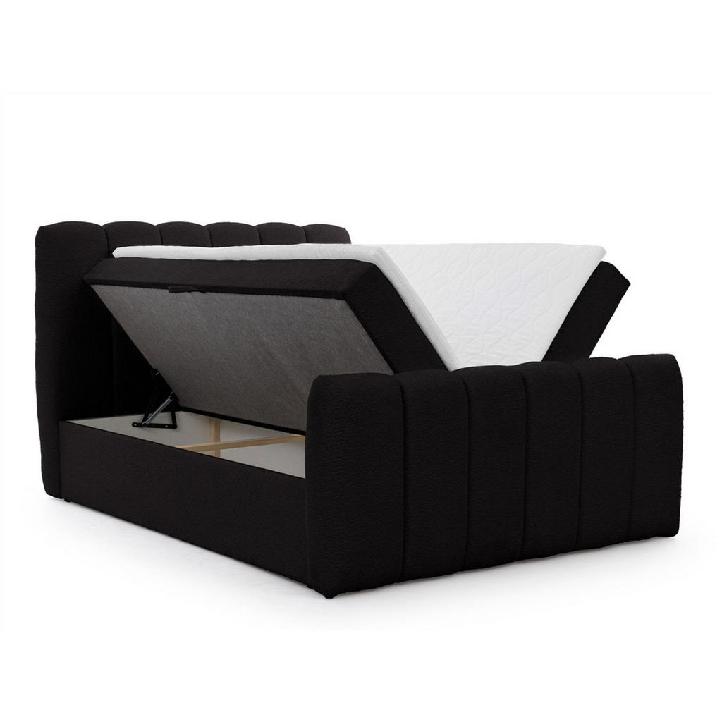 Thumbnail - Fun Möbel Boxbett, Schwarz, Textil, 140x200 cm, Schlafzimmer, Betten, Boxspringbetten