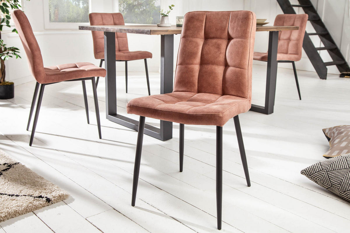 STUHL MODENA Microfaser Braun 85 cm - Schwarz/Braun, Textil/Metall (44/86/58cm) - riess-ambiente