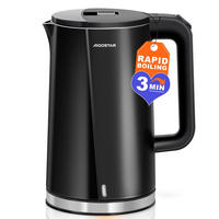 WASSERKOCHER Edelstahl 1,7L – 2200W, Doppelwand, Schwarz - Schwarz, Metall (1/1/1cm) - Coonoor