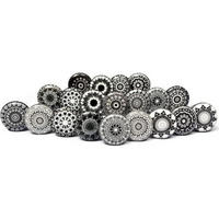 KERAMIKKNÖPFEN Set mit 20 mit schwarzem Blumenmosaikdesign 38 mm Durchmesser. - Schwarz, Keramik (4/4/6.9cm) - Nacnic