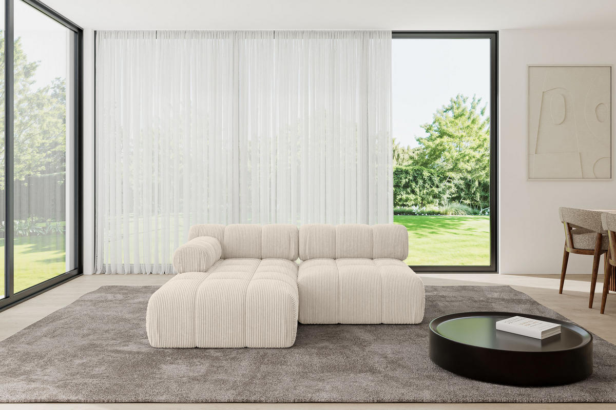 ECKSOFA modulares Sofa Razon-L1 - 190x160x70 cm Beige Cord - Beige, Holzwerkstoff/Textil (190/160cm) - ALTDECOR