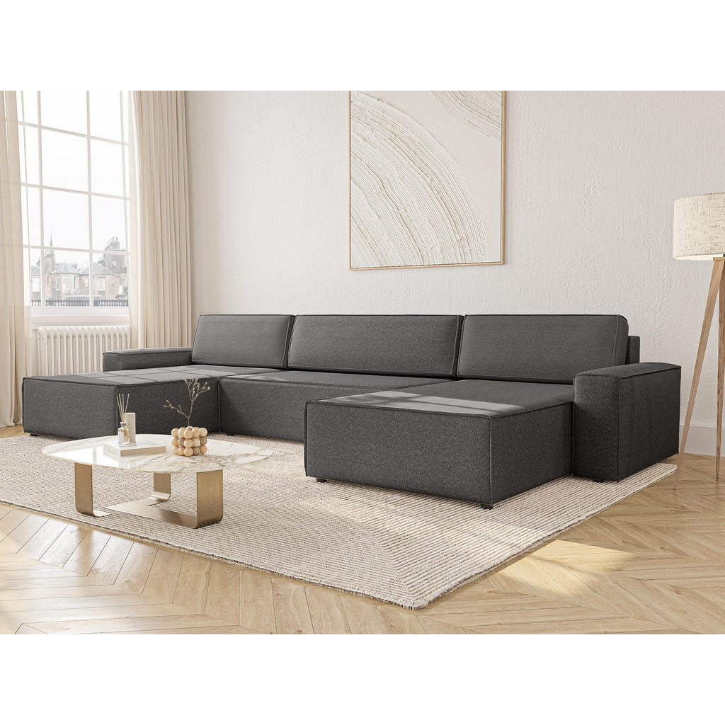 Thumbnail - Fedve Wohnlandschaft, Graphit, Textil, U-Form,L-Form, 386x70x185 cm, Wohnzimmer, Sofas & Couches, Wohnlandschaften, Wohn...
