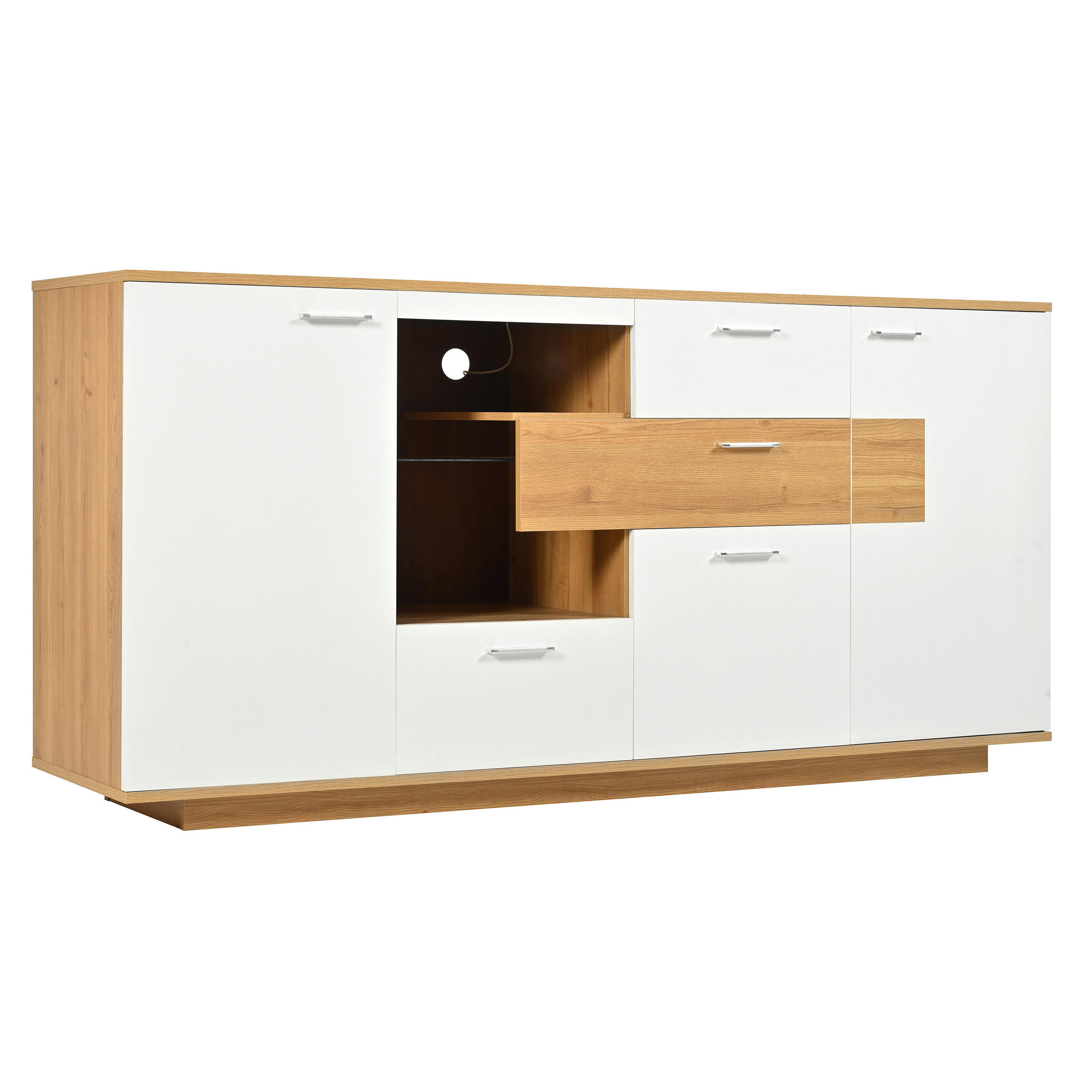 SIDEBOARD Weiß 160/40/77 cm - Weiß, Holzwerkstoff (40/77/160cm) - Urban Meuble