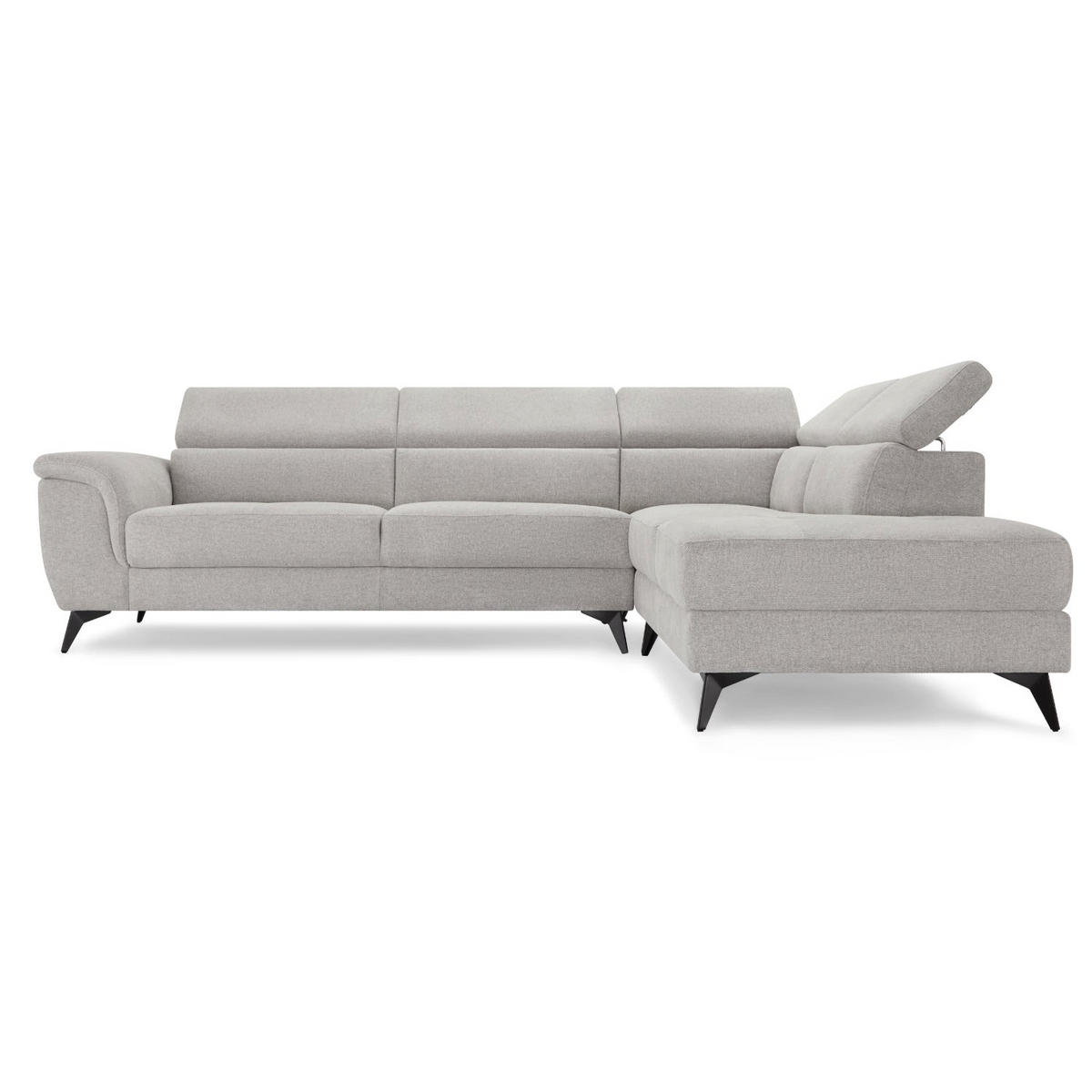 ECKSOFA Webstoff Grau - Schwarz/Grau, Textil/Metall (290/95cm) - Furnhouse