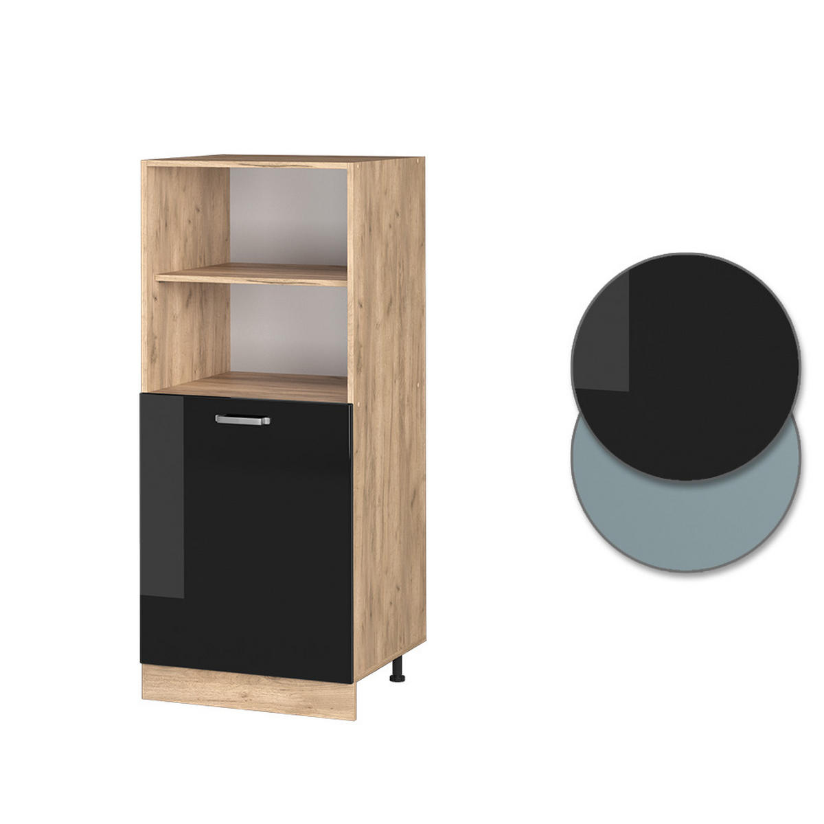 HERDUMBAUSCHRANK R-Line Schwarz Hochglanz 60 cm - Honigeiche/Schwarz Hochglanz, Holzwerkstoff (60/143/57cm) - Vicco