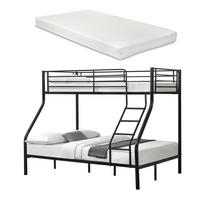 ETAGENBETT Sortland mit Matratze - Schwarz, Textil/Metall (140/200cm) - [neu.haus]