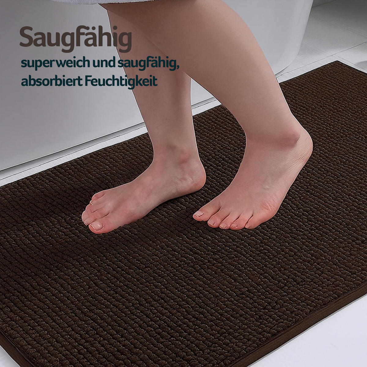 BADEMATTE Chenille Braun 60x90 cm - Braun, Textil (90/60cm) - Bestlivings