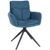 ARMLEHNENSTUHL Stoff Blau - Blau/Schwarz, Textil/Metall (60/88/65cm) - CLP
