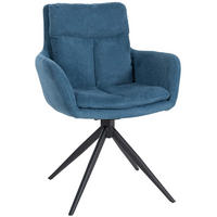 ARMLEHNENSTUHL Stoff Blau - Blau/Schwarz, Textil/Metall (60/88/65cm) - CLP