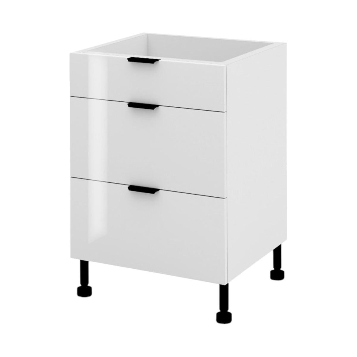 SCHUBLADENSCHRANK – 60 cm – KU-D60S3 – Lunara – Weiß Hochglanz - Weiß Hochglanz, Holzwerkstoff (60/72/52cm) - hi-markt
