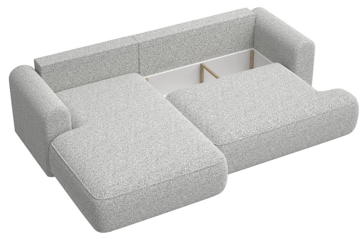 ECKSOFA Ovo Hellgrau Webstoff-Bezug - Hellgrau/Schwarz, Kunststoff/Textil (260/165cm) - Selsey