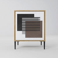 SIDEBOARD SHADOW SYNCHRONY, Eichefarben, 57,5x42x72,5 cm, Schwarze Metallfüße - Eichefarben/Multicolor, Holzwerkstoff/Metall (57.5/72.5/42cm) - SpaceRebels