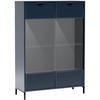 VITRINE Linna mit Schublade 105 cm dunkelblau - Schwarz/Dunkelblau, Holzwerkstoff/Metall (105/150/41cm) - Beautysofa