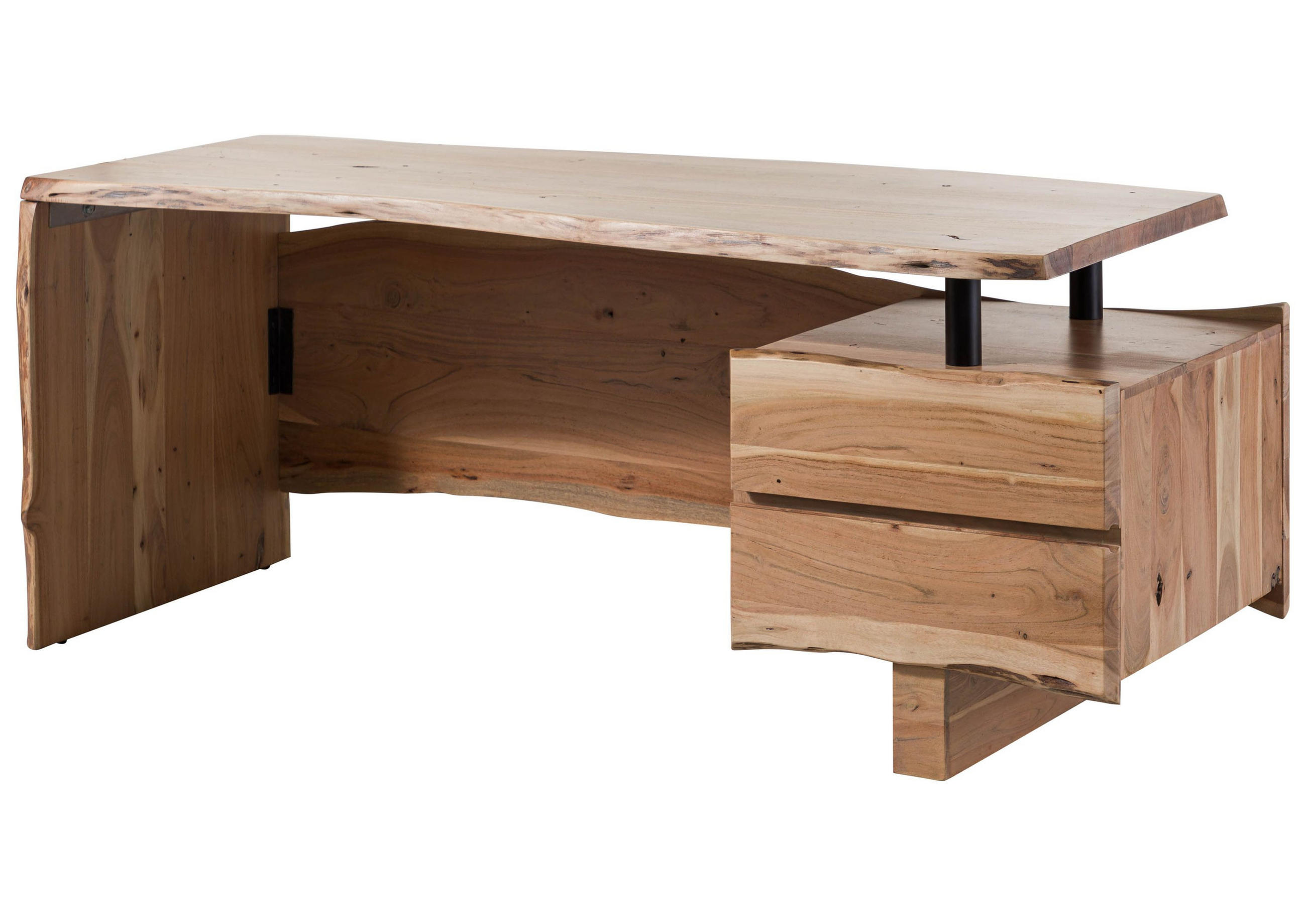 SCHREIBTISCH Akazie 190x70x76 natur lackiert PURE ACACIA #151 - Braun, Holz (70/190/76cm) - Massivmoebel24
