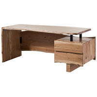 SCHREIBTISCH Akazie 190x70x76 natur lackiert PURE ACACIA #151 - Braun, Holz (70/190/76cm) - Massivmoebel24