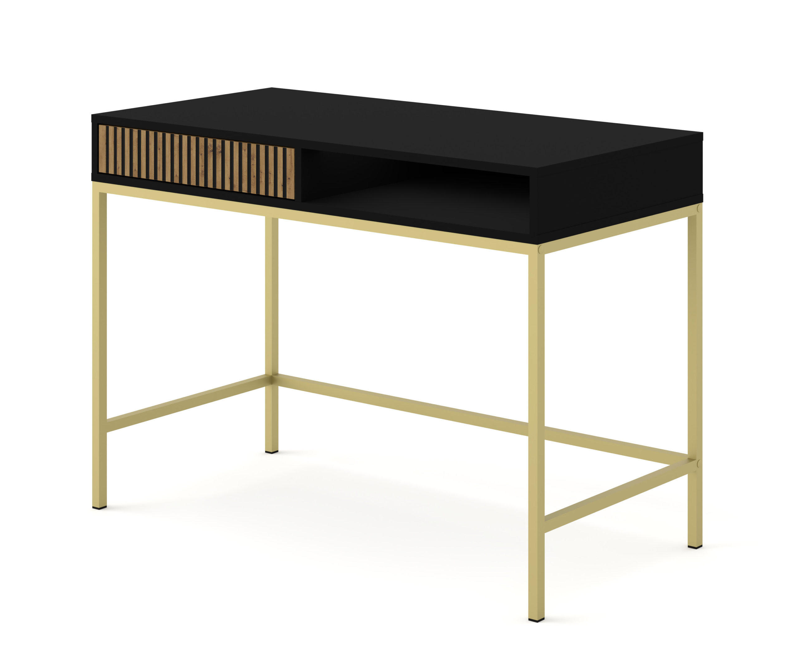 SCHMINKTISCH Schwarz, Artisan-Schwarz, Gold 112/78/50 - Schwarz, Holzwerkstoff (112/78/50cm) - RAUMHIRSCH FURNITURE