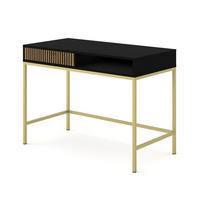 SCHMINKTISCH Schwarz, Artisan-Schwarz, Gold 112/78/50 - Schwarz, Holzwerkstoff (112/78/50cm) - RAUMHIRSCH FURNITURE