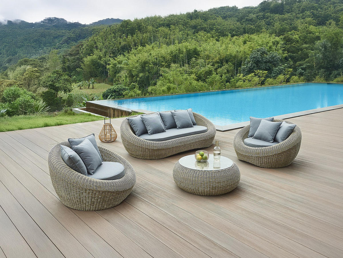 GARTENSITZGRUPPE im Set - 5 -Sitzer - Glas - naturfarben dunkel - WHITEHEAVEN - Naturfarben, Glas - Vente-Unique