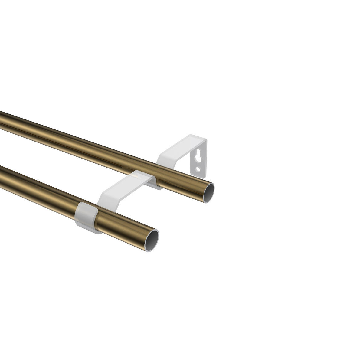 GARDINENSTANGE Olymp Lucan 120 cm, 2-läufig (ohne Ringe), 16 mm Ø Messing Antik - Messingfarben/Bronzefarben, Metall (120cm) - INTERDECO