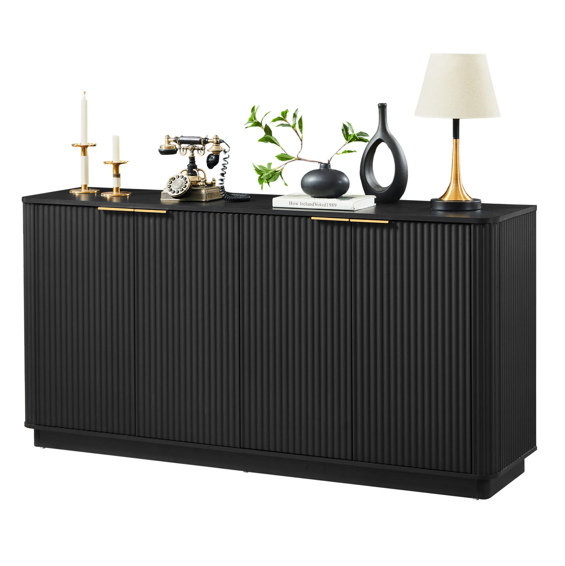 BOČNÍ skříň 160/40/80 cm černá z MDF s úložným prostorem a TV funkcí - černá, kompozitní dřevo (160/80/40cm) - OKWISH