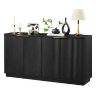 KOMODA 160/40/80 cm crna od MDF-a s 4 vrata i prostorom za odlaganje - crna, drvni materijal (160/80/40cm) - OKWISH