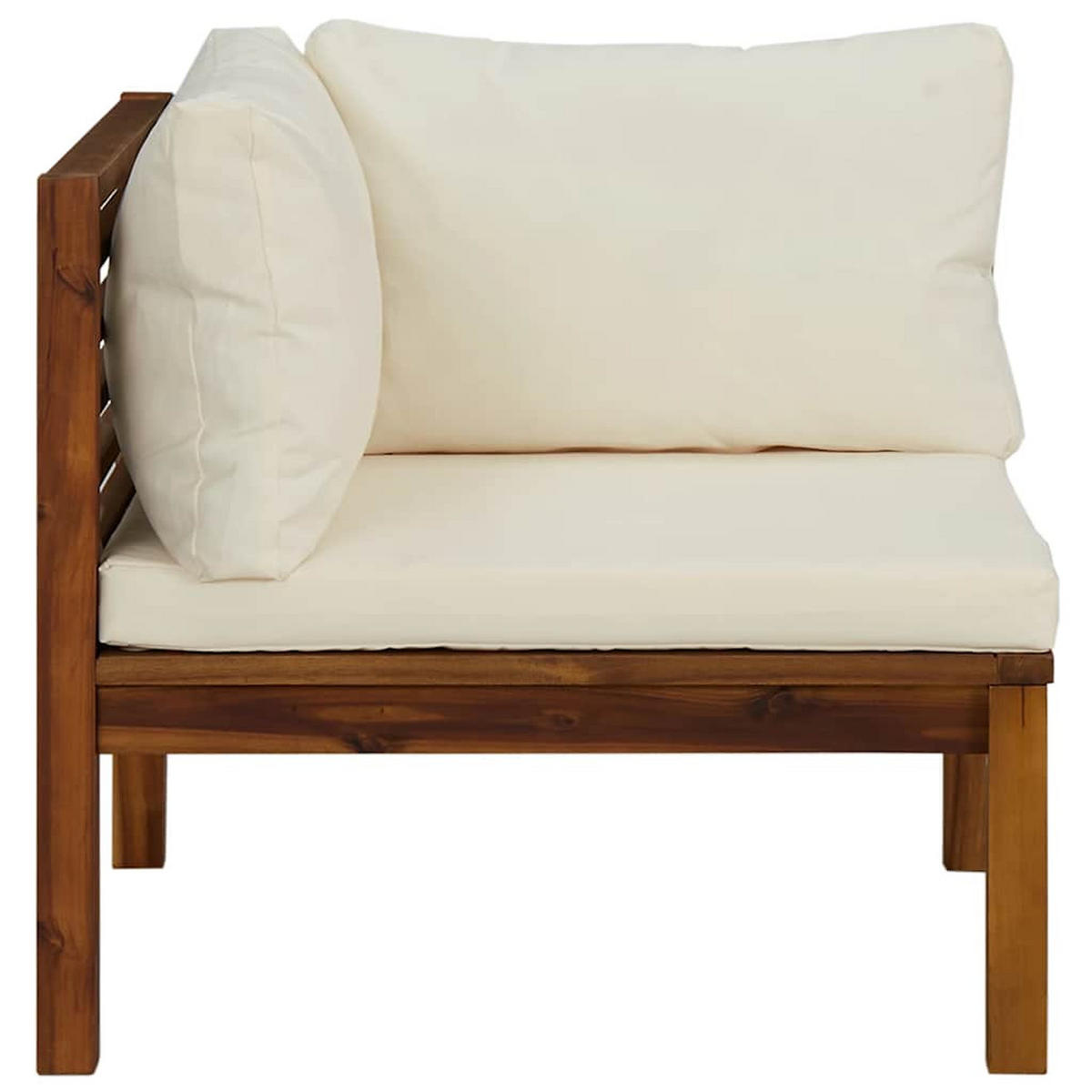 ECKSOFAS 2er Set Mit Cremeweissen Kissen Massivholz Akazie - Creme/Braun, Holz/Textil (69/62.5/69cm) - vidaXL