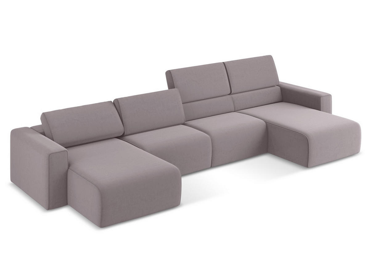 WOHNLANDSCHAFT Samt Stoff Violett - Lila/Flieder, Kunststoff/Textil (404/80/167cm) - Makamii