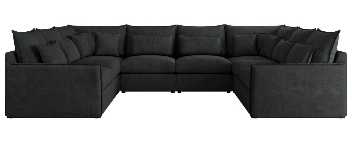 WOHNLANDSCHAFT VERSO U 8M Dunkelgrau Struktur - Dunkelgrau/Schwarz, Kunststoff/Textil (362/93/270cm) - MKS