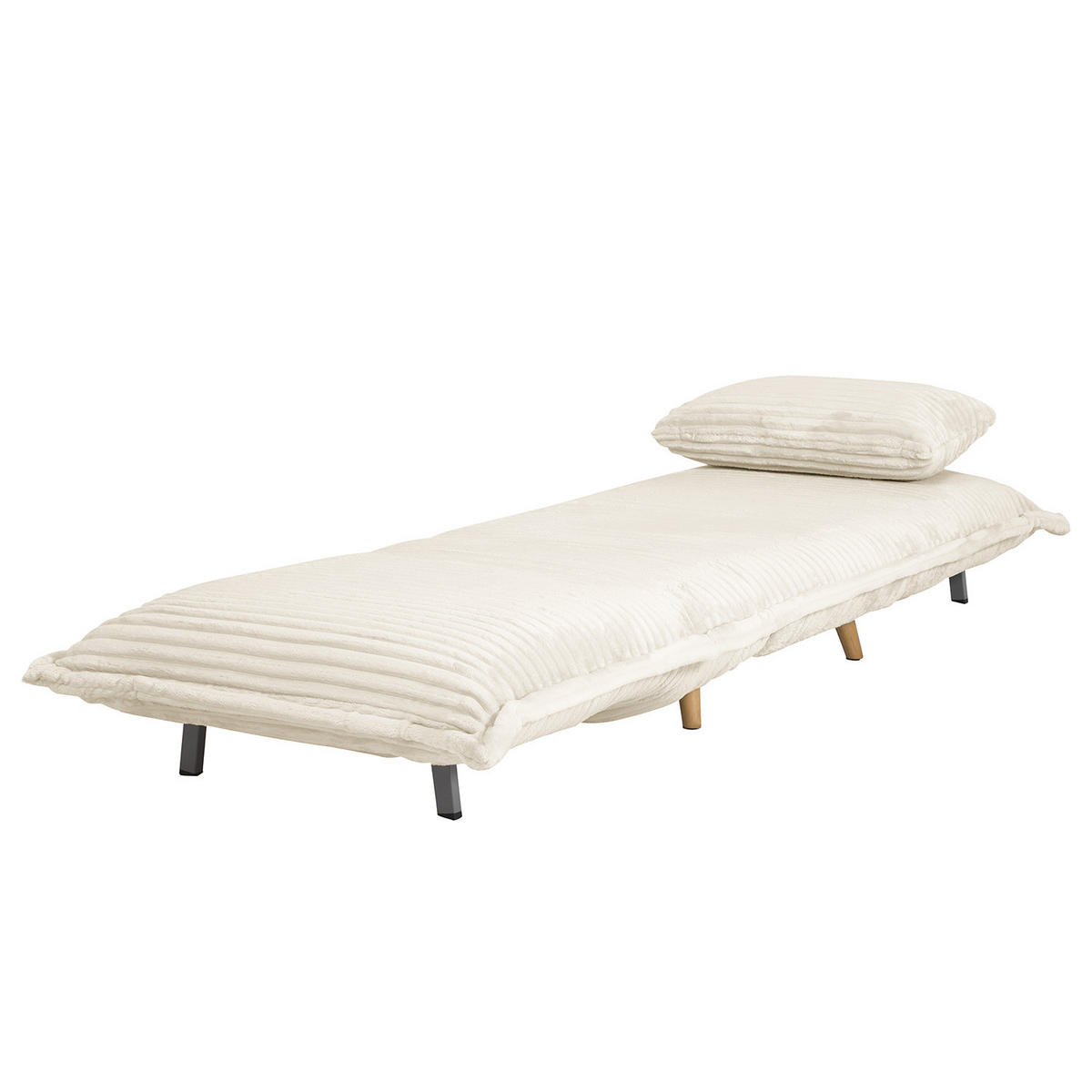 SCHLAFSESSEL - Cord / Eiche - Creme - Eiche Hell - Eichefarben/Creme, Textil/Metall (76/87/92cm) - home24
