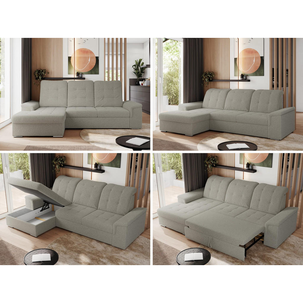 Thumbnail - Xxxl Ecksofa, Hellgrau, Textil, 4-Sitzer, L-Form,L-Form, 256x160 cm, Oeko-Tex®, Wohnzimmer, Sofas & Couches, Wohnlandsch...