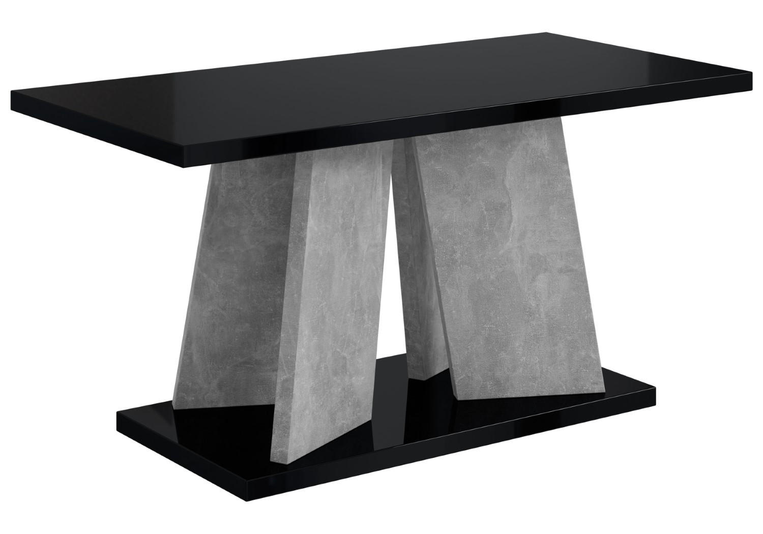 KAFFEETISCH 110x70x60 cm - Hochglanz Schwarz / Betonoptik - UFOM - Schwarz Hochglanz, Holzwerkstoff (110/70/60cm) - ALTDECOR
