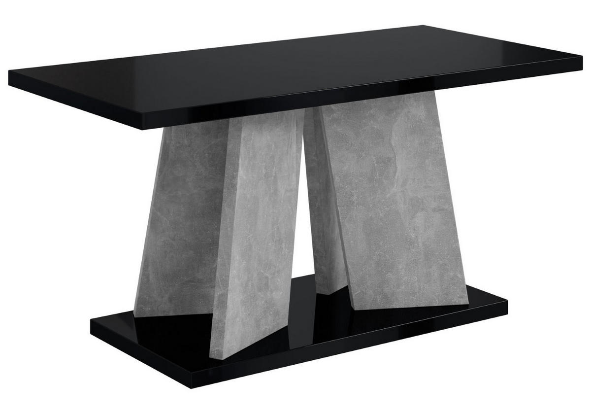 KAFFEETISCH 110x70x60 cm - Hochglanz Schwarz / Betonoptik - UFOM - Schwarz Hochglanz, Holzwerkstoff (110/70/60cm) - ALTDECOR