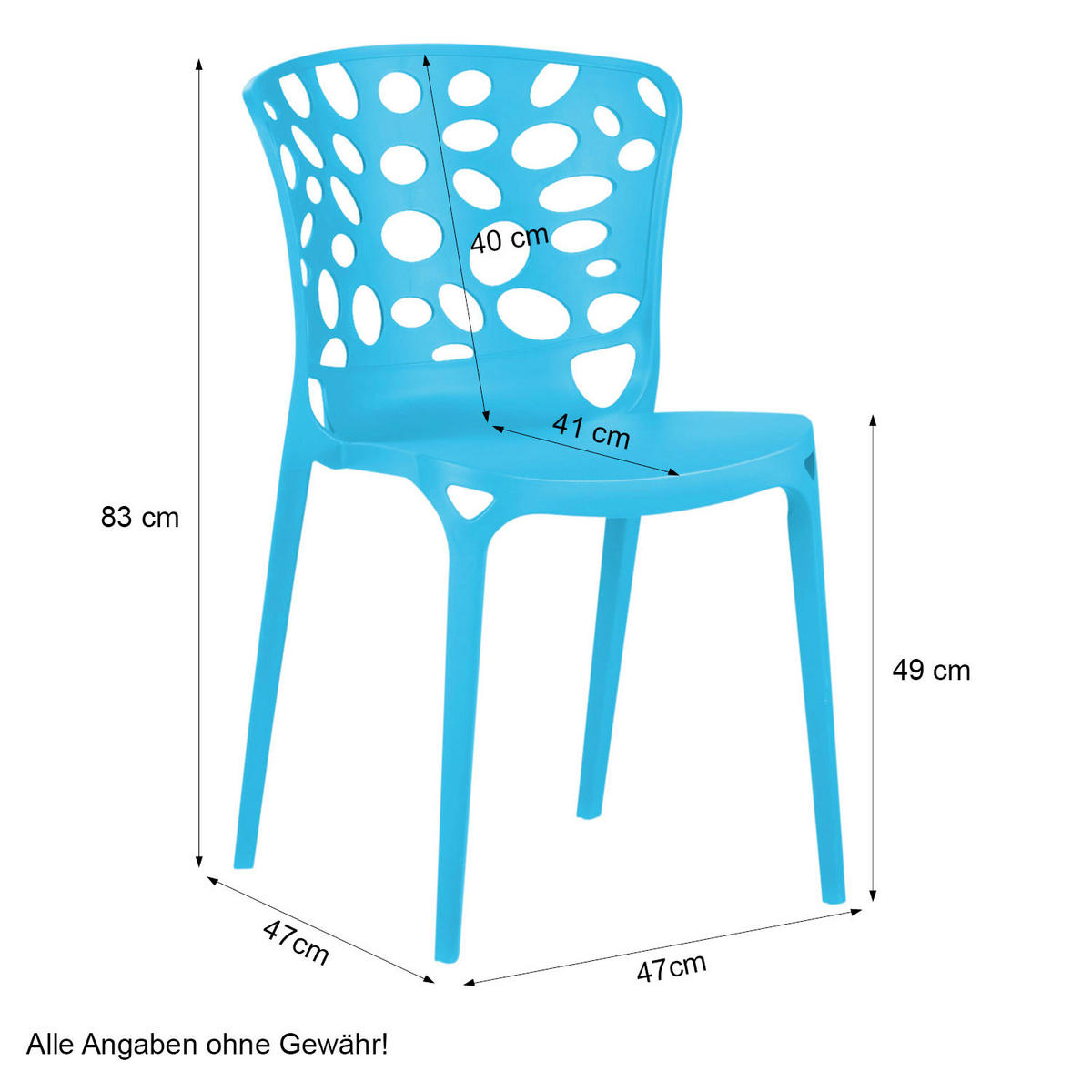 GARTENSTUHL 4er-Set Kunststoff Blau - Blau, Kunststoff (47/83/47cm) - Homestyle4u