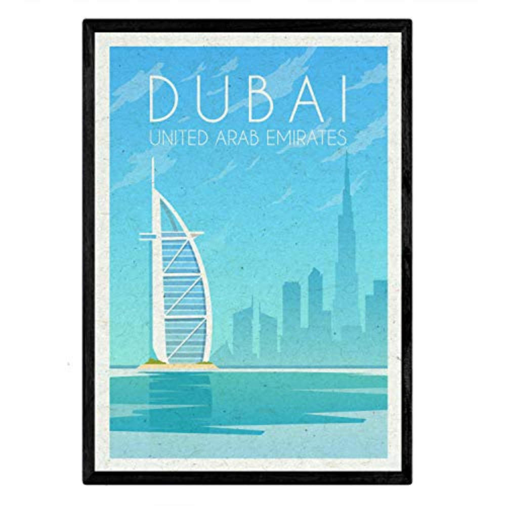 POSTER Dubai Stadtfarben A3 Schwarzer Rahmen - Schwarz, Papier (29.7/5/42cm) - Nacnic