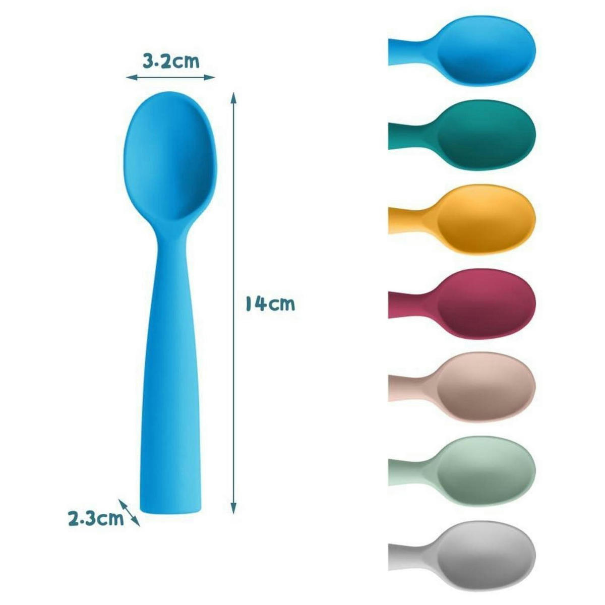 BABYLÖFFEL 7-teiliges Set Silikon BPA Frei - Multicolor, Kunststoff