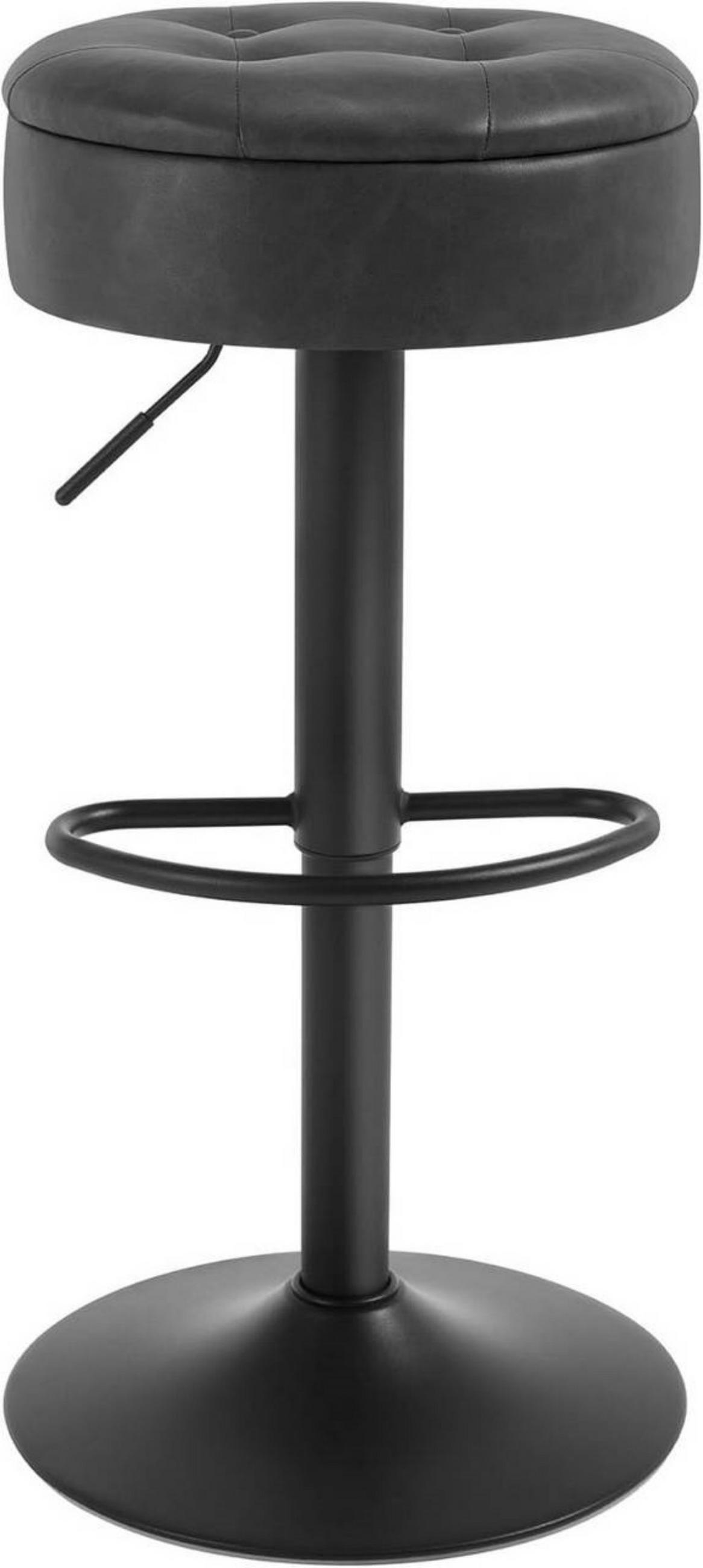 BARHOCKER mit Stauraum, drehbar, Kunstleder, Anthrazit - Anthrazit/Schwarz, Kunststoff/Metall (39/60.5/39cm) - Woltu