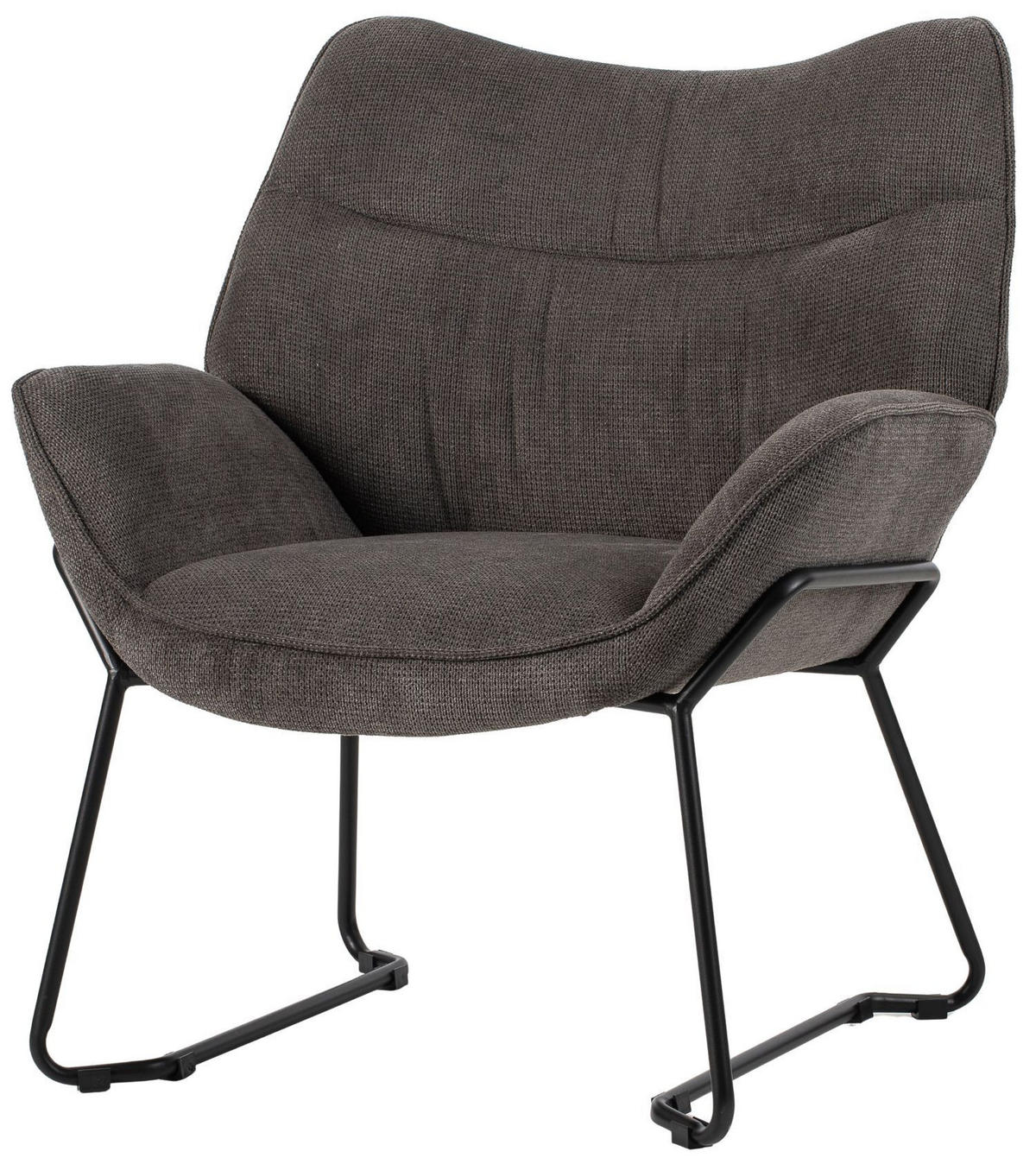 MÖBELSET Couchtisch Fermo, 2er Set Sessel Aliano dunkelgrau - Dunkelgrau/Schwarz, Holz/Textil (58/45/58cm) - bene living